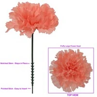 Box of 100: Lifelike Silk Carnation Flower Picks | 5" Long | 3.5" Wide | Peach Blooms | Arts & Crafts | Floral Picks | Parties & Events | Home & Office Decor