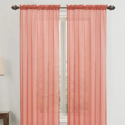 Bargain Hunters 2-Panel: 90" Bright Colored Celine Sheer Voile Drape Window Curtain Panel for Living Room and Bedroom