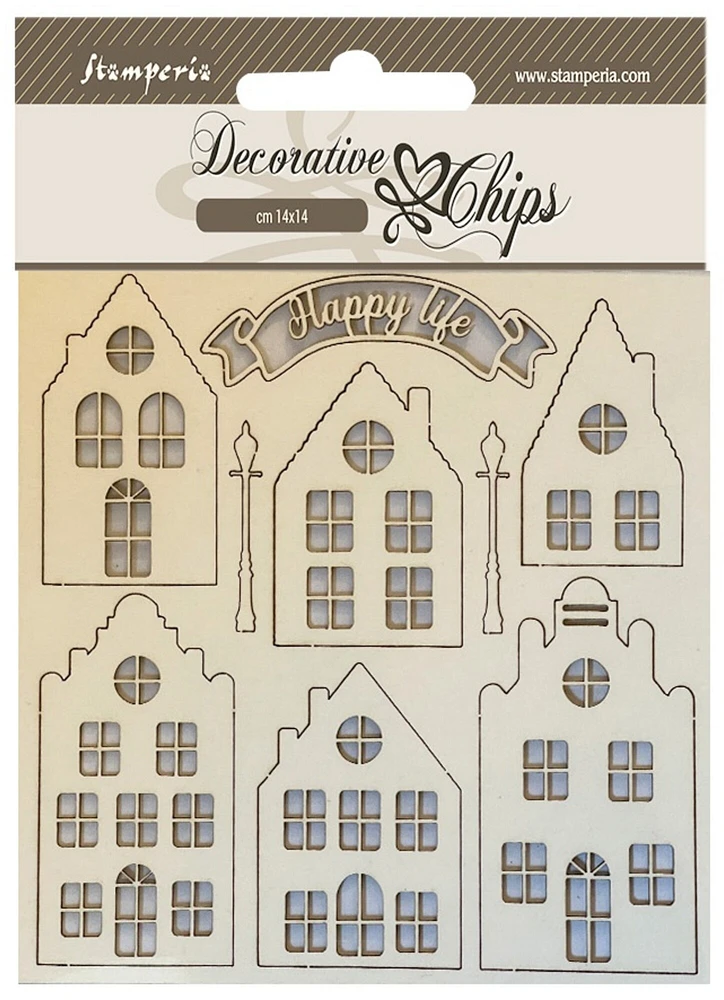 Stamperia Decorative Chips 5.5"X5.5"-Cozy House