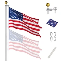 Sectional Al Flag Pole with US Flag Ball