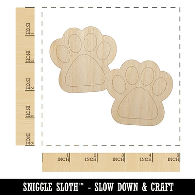 Paw Prints Pair Dog Cat Unfinished Wood Shape Piece Cutout for DIY Craft Projects