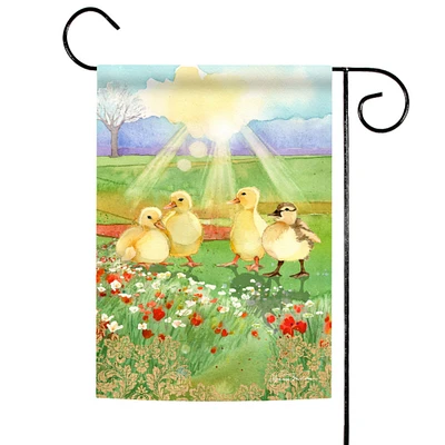 Toland Home Garden Green and Yellow Ducklings at Dawn Outdoor Rectangular Mini Garden Flag 18" x 12.5"