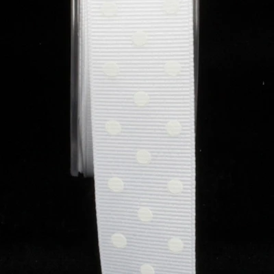 The Ribbon People White Polka Dotted Woven Grosgrain Craft Ribbon 1" x 88 Yards