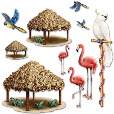 Party Central Club Pack of 120 Red and Blue Tropical Bird Luau Photo Props 50"