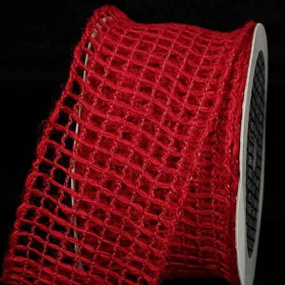 The Ribbon People Scarlet Red Mesh Wired Craft Ribbon 2.5" x 22 Yards