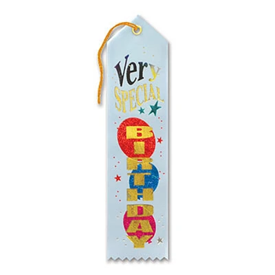 Beistle Pack of 6 Sky Blue "Very Special Birthday Award" School Award Ribbon Bookmarks 8"