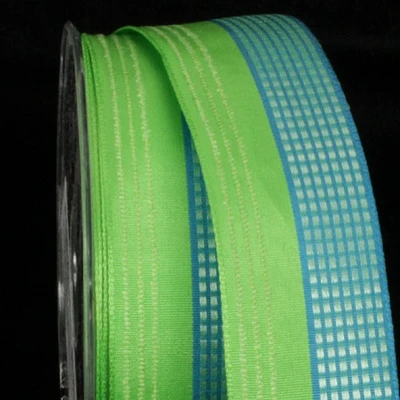 The Ribbon People Blue and Green Small Squares Wired Craft Ribbon 1.5" x 54 Yards