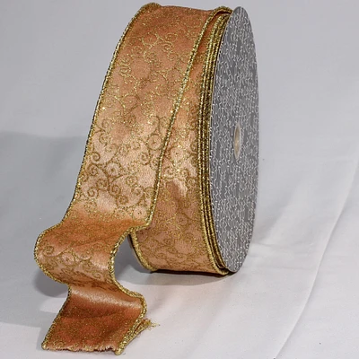 The Ribbon People Glittering Gold Colored Mecca Wired Craft Ribbon 2" x 40 Yards