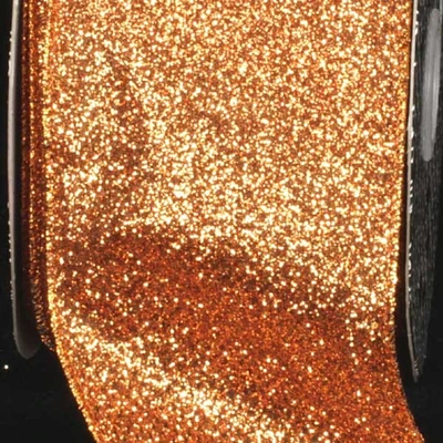 The Ribbon People Sparkling Copper Brown Glitter Wired Craft Ribbon 3" x 40 Yards