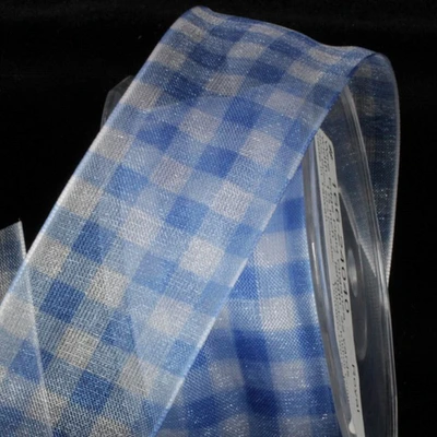 The Ribbon People Royal Blue and White Plaid Wired Craft Ribbon 1" x 22 Yards