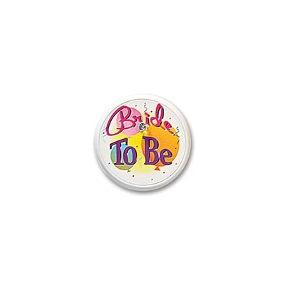 Beistle Pack of 6 White "Bride To Be" Decorative Blinking Buttons 2"