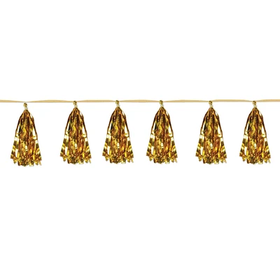 Beistle Club Pack of 12 Decorative Holiday Gold Metallic Tassel Garland 8’