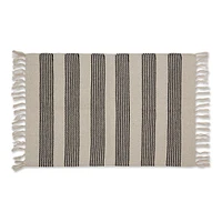 Contemporary Home Living 2' X 3' Black and Cream Striped Hand-Loomed Rug