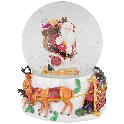Northlight 6.5" Santa Delivering Gifts Musical Christmas Snow Globe