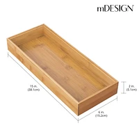 mDesign Stackable Kitchen Bamboo Drawer Organizer, Natural Wood