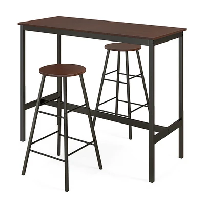 3 Piece Pub Table and Stools Kitchen Dining Set