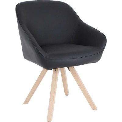 Lorell Natural Wood Legs Modern Guest Chair, Four-legged Base, Black, 25.4" x 24" Depth x 33.5" Height, 1 Each