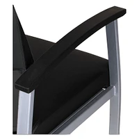 Alera metaLounge Series Mid-Back Guest Chair, 24.60'' x 26.96'' x 33.46'', Black Seat/Black Back, Silver Base