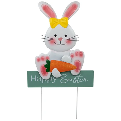 Northlight Bunny with Carrot Happy Easter Outdoor Garden Stake - 18.75"