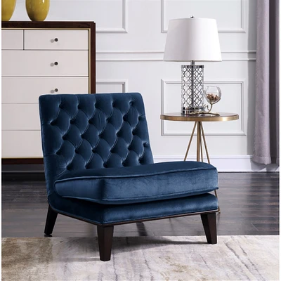 Iconic Home Priam Modern Neo Traditional Tufted Velvet Slipper Accent Chair