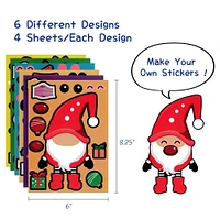 Wrapables Make Your Own Christmas Stickers, DIY Make a Face Sticker Sheets, Holiday Crafts and Activities, Party Favors (24 Sheets)