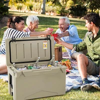 Costway 50 QT Rotomolded Cooler Portable Ice Chest Ice Retention for 5-7 Days Charcoal/Tan