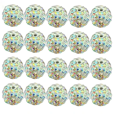 Generic 20Pcs 10mm Czech Rhinestones Pave Clay Round Disco Ball Spacer Beads