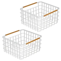 mDesign Metal Steel Wire Square Closet Storage Basket