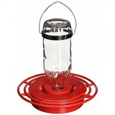 GC Home & Garden 7.50" Clear and Red Hummingbird Water Bulk Glass Bottle Feeder 8 oz.
