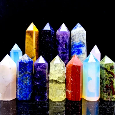 Natural quartz crystal tower point obelisk energy mineral healing