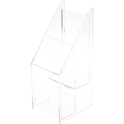 Plymor Clear Acrylic Vertical 2-Level Tri-Fold Brochure Literature Rack (Countertop), Fits Documents Up to 4" Wide