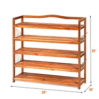 5-Tier Wood Shoe Rack Freestanding Large Shoe Storage Organizer