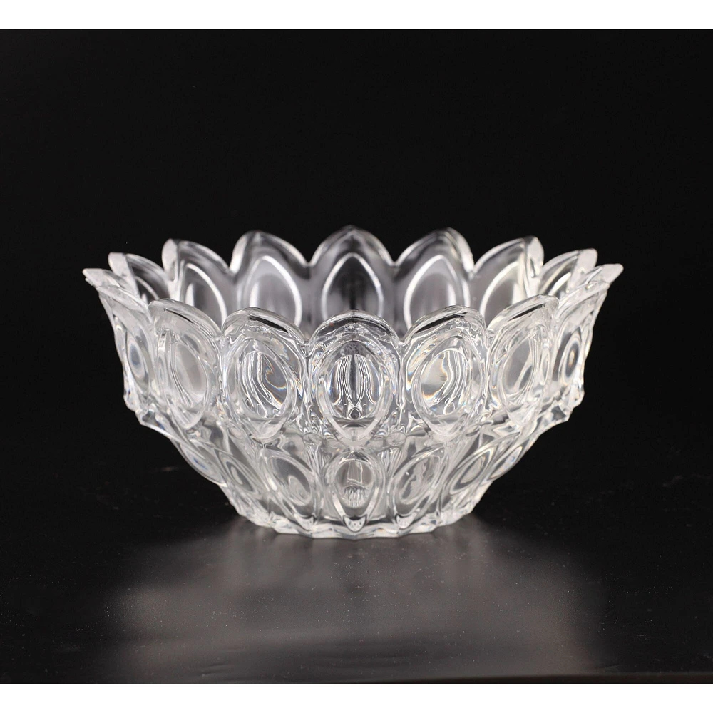 CC Home Furnishings 10" Clear Lotus Hand Blown Glass Bowl Tabletop Decoration