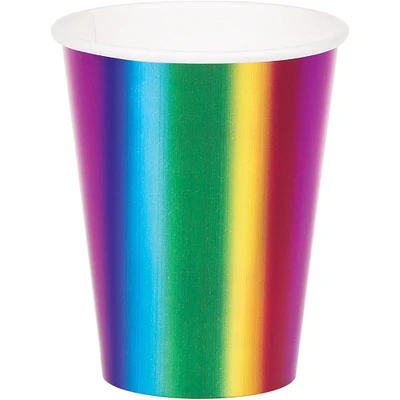 Party Central Club Pack of 96 Green and Blue Rainbow Disposable Party Cups