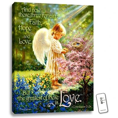 Glow Decor 24" White and Green An Angel's Tenderness Backlit Print Table Top Decor