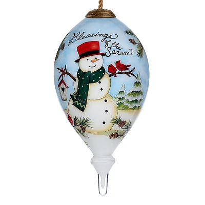 CC Christmas Decor 6" Hand Painted Mouth Blown Glass Snowman Finial Christmas Ornament
