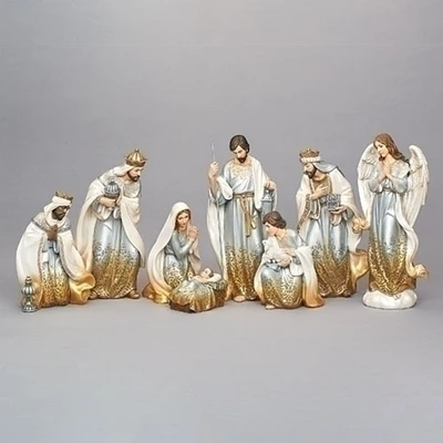 Roman Set of 8 Nativity Christmas Tabletop Figurines 27"