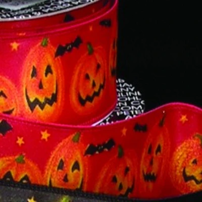 The Ribbon People Red Pumpkin Print Wired Craft Ribbon 1.5" x 40 Yards