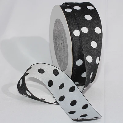 The Ribbon People Black Contemporary Polka Dot Woven Craft Ribbon 1.5" x 27 Yards