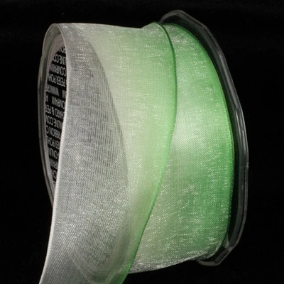 The Ribbon People Sheer Green and White Wired Craft Ribbon 1" x 27 Yards