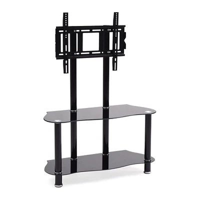 Contemporary Home Living 49" Black Contemporary Style Glass TV Stand with Mount