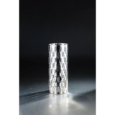 CC Home Furnishings 12" Silver and Clear Cylindrical Handblown Glass Vase