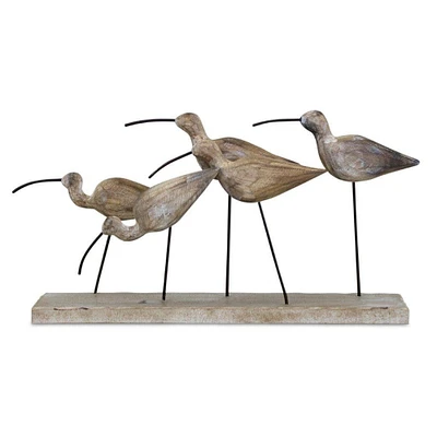 Melrose 13" Coastal Style Seagulls Wooden Tabletop Sculpture
