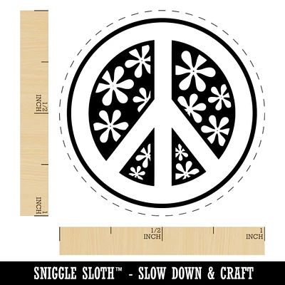 Peace Sign With Flowers Self-Inking Rubber Stamp for Stamping Crafting Planners
