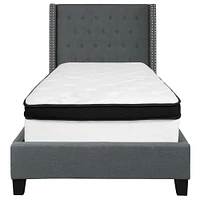 Emma and Oliver Tufted Platform Bed with Accent Nail Sides/Memory Foam Pocket Spring Mattress