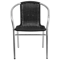 Emma and Oliver Commercial Aluminum/Rattan Restaurant Dining Stack Chair