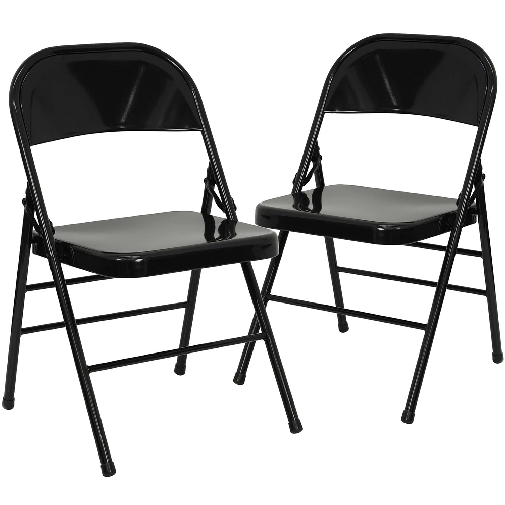 Emma and Oliver 2 Pack Home & Office Portable Party Events Steel Metal Folding Chair