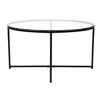 Merrick Lane Fairdale Coffee Table with Round Cross Brace Frame