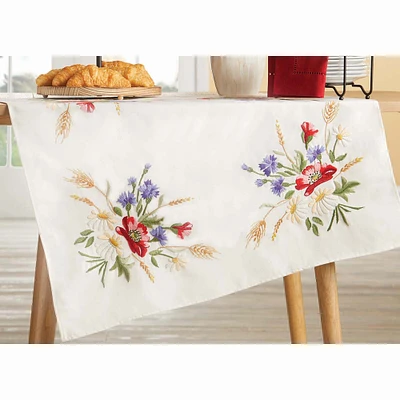 Nob Hill  Meadow Flowers Table Topper Stamped Embroidery Kit