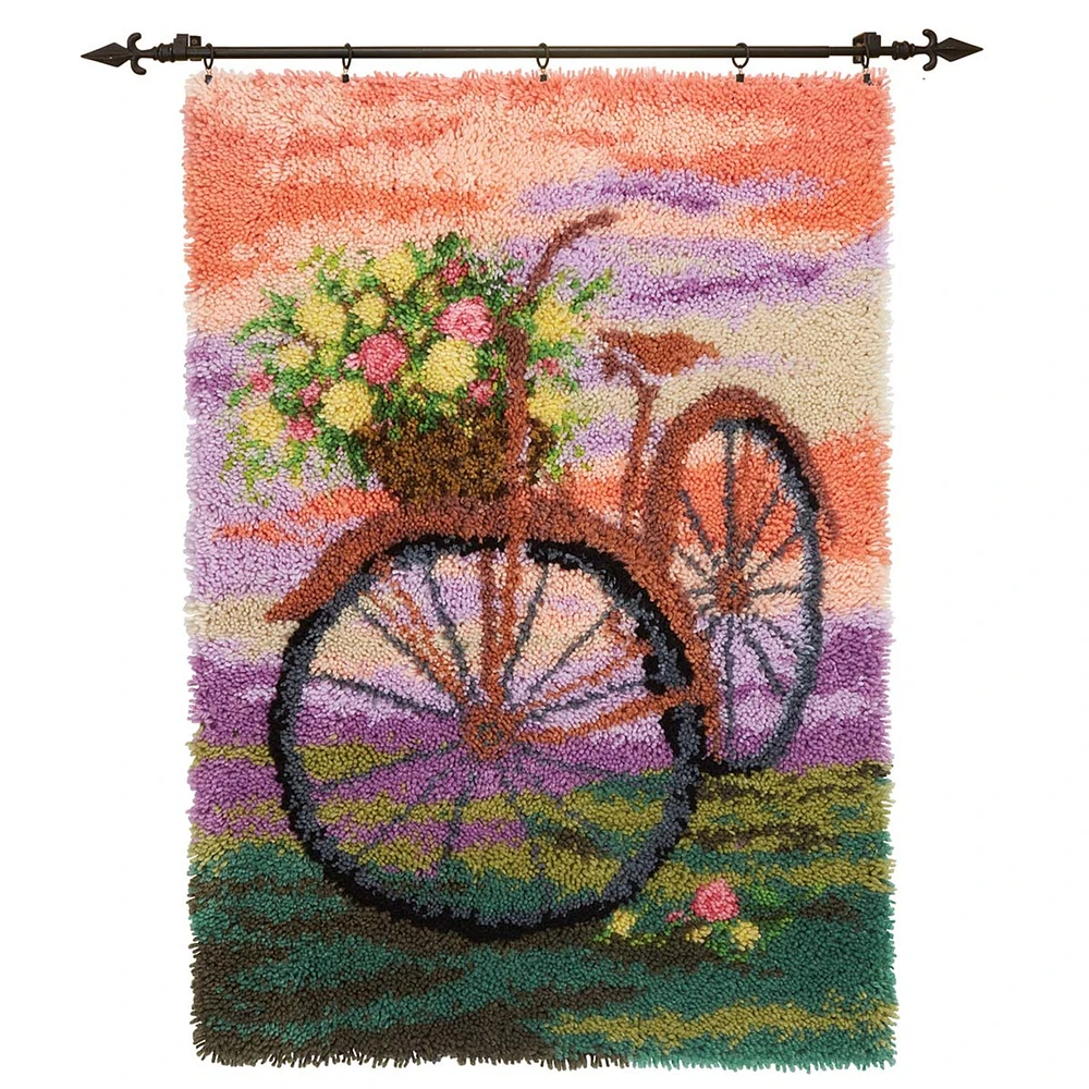Herrschners  Bicycle with Flowers Latch Hook Kit